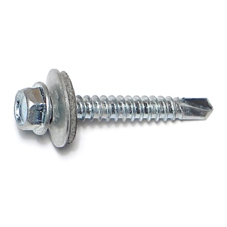 Buildright Self-Drilling Screw, #12 x 1-1/2 in, Zinc Plated Steel Flange Hex Head External Hex Drive 09810